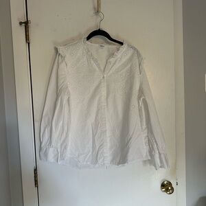 Old Navy White Eyelet Blouse | Large